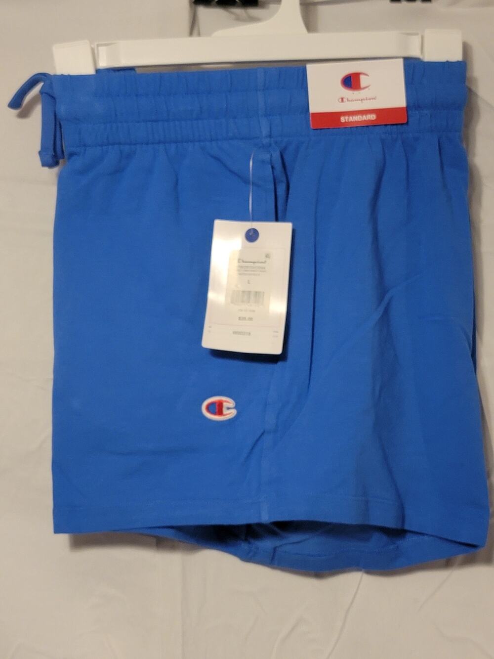Champion Womens' Iconic Cinch Waist Essentials Jersey Shorts Light Blue Sz L